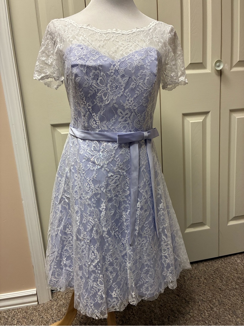Alfred Angelo Size 8 Lavender Lace Fit-and-Flare Wedding Dress